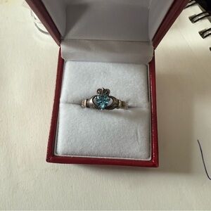 Sterling silver topaz claddagh ring